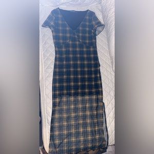 Yellow Plaid Midi Dress